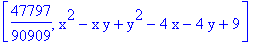 [47797/90909, x^2-x*y+y^2-4*x-4*y+9]